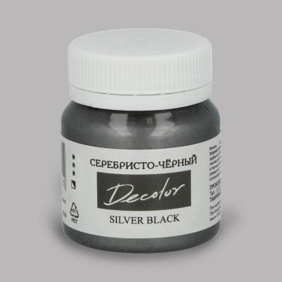 Краска акриловая "ТАИР" художественная  "Деколор", серебристо-черный, 50 мл