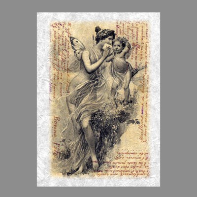 Бумага рисовая IRP 32 x 45 0129 Ангелы на пергаменте "Love2art"