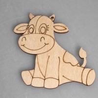 Фигурка-подвес плоская из фанеры "Веселый теленок-2"