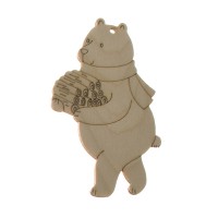 Фигурка плоская (подвес) из фанеры "Мишка с дровами"