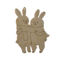 Фигурка плоская (подвес) из фанеры  "Зайчики с шарфом"