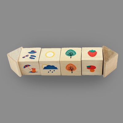 Игрушка из дерева кубики на оси "Времена года"