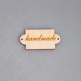 Деревянная бирка с надписью "hand made" (прямоугольная)