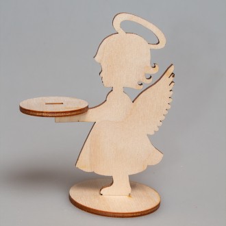Фигурка из фанеры плоская подсвечник "Ангел" на подставке