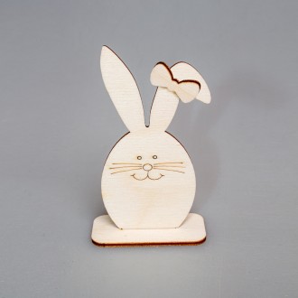 Фигурка из фанеры плоская "Пасхальный кролик с бантиком"( малая) на подставке