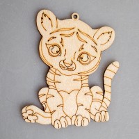 Фигурка-подвес плоская из фанеры "Маленький тигренок"