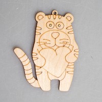 Фигурка-подвес плоская из фанеры "Тигроша с сердечком"
