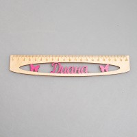 Именная сантиметровая линейка "Диана" из фанеры с окраской (на 20 см)