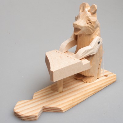 Деревянная богородская игрушка  "Мишка-музыкант"