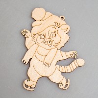 Фигурка-подвес плоская из фанеры "Тигренок на коньках"