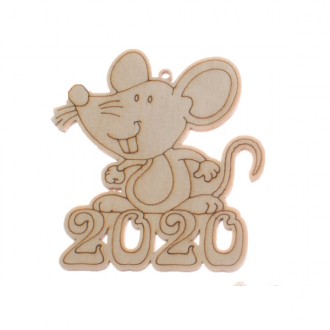 Фигурка подвес из фанеры с контуром "2020 год Крысы"
