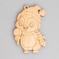 Фигурка-подвес плоская из фанеры "Пингвиненок с мороженым"