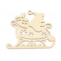 Фигурка подвес из фанеры с контуром "Дед Мороз на санях"