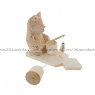 Деревянная богородская игрушка "Мишка рыбачит"