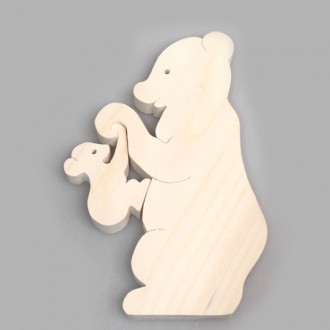 Деревянный пазл "Медведица с детенышем"