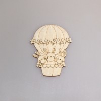 Фигурка-подвес плоская из фанеры "Кролики на воздушном шарике"