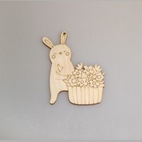 Фигурка-подвес плоская "Кролик с корзинкой цветов"