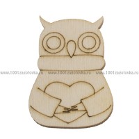 Заготовка для значка из фанеры "Сова с сердечком"