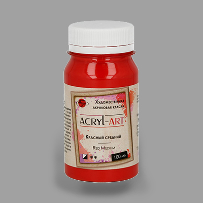Художественная акриловая краска, цвет красный средний, "Акрил-арт" (ТАИР), 100 мл