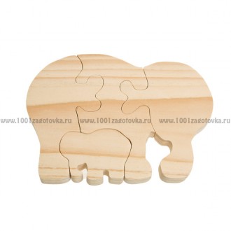 Деревянный пазл "Слониха со слоненком"