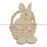 Фигурка подвес с контуром "Кролик в корзинке" из фанеры