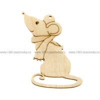 Фигурка подвес из фанеры с контуром "Мышка с шарфиком"