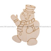 Фигурка подвес из фанеры с контуром "Снеговик"