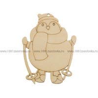 Фигурка подвес с контуром из фанеры (Лыжник-пингвин)
