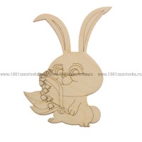 Фигурка подвес с контуром из фанеры  (Зайка с ландышами)