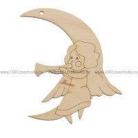Фигурка подвес из фанеры с контуром (Ангел на луне 2)