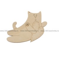 Фигурка подвес с контуром из фанеры (Кот с сердечком)