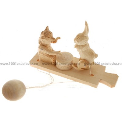 Деревянная богородская игрушка  "Мишка - играет, зайка - пляшет"