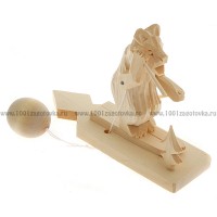 Деревянная богородская игрушка  "Мишка катается на лыжах"
