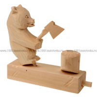 Деревянная богородская игрушка "Мишка рубит дрова"