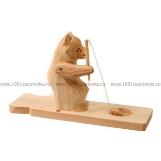 Деревянная богородская игрушка "Мишка рыбачит"